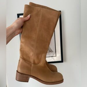 Steve Madden Tan Heeled Boots- Riggs Women's Knee High